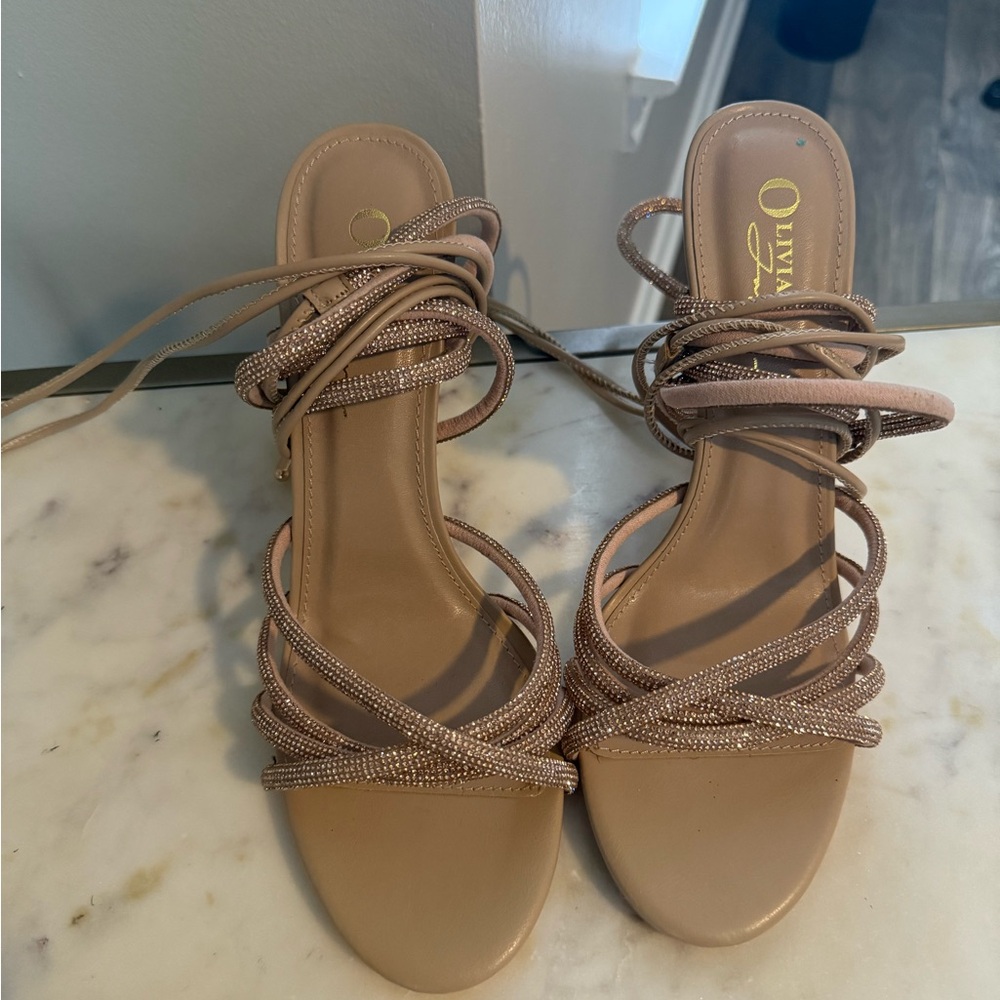 Elegant Tan Sandals with Intricate Straps
